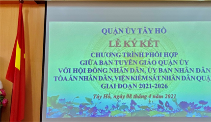 Lễ ký Quy chế phối hợp giữa Ban Tuyên giáo, HĐND, UBND với Tòa án nhân...